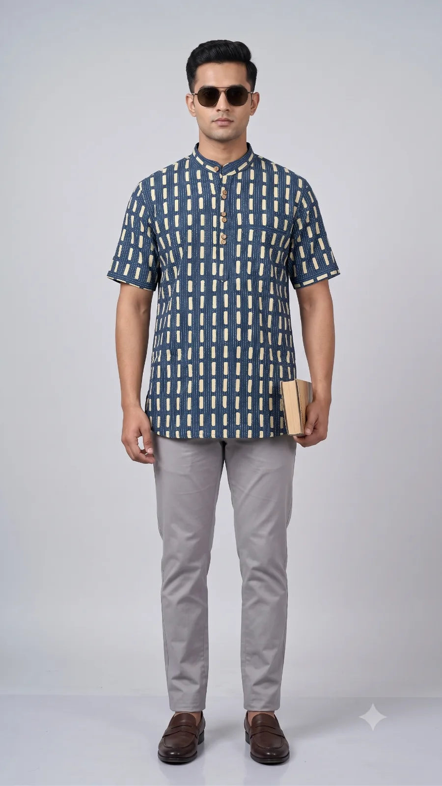 Hand Block Printed Half Sleeve Short Kurta K-07