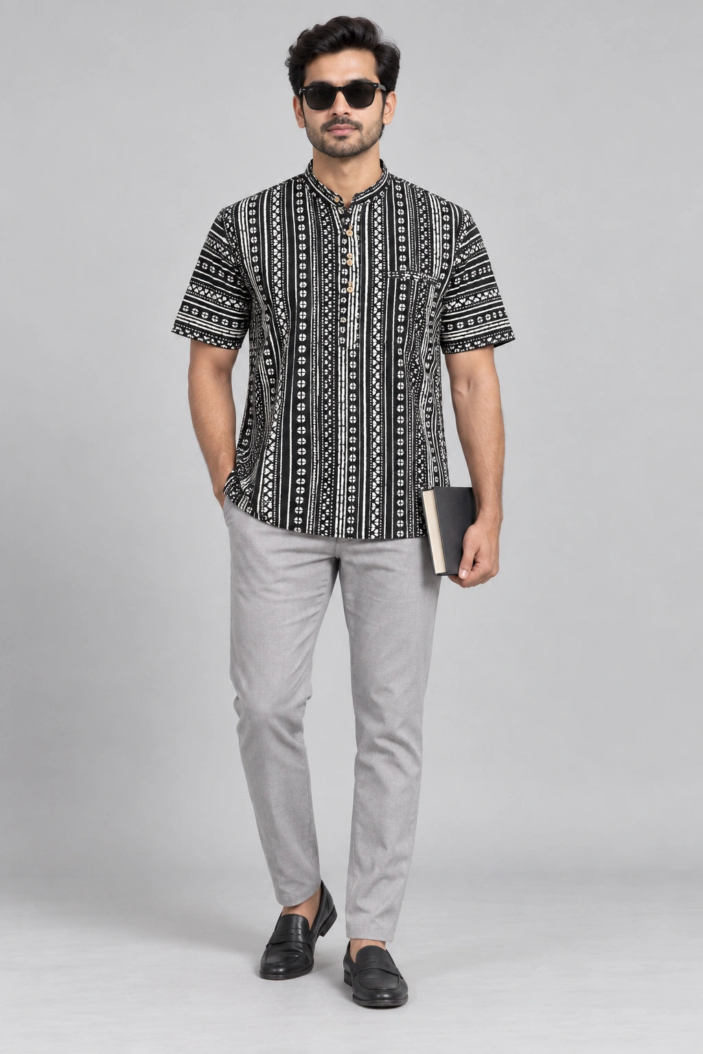 Hand Block Printed Half Sleeve Short Kurta K-09
