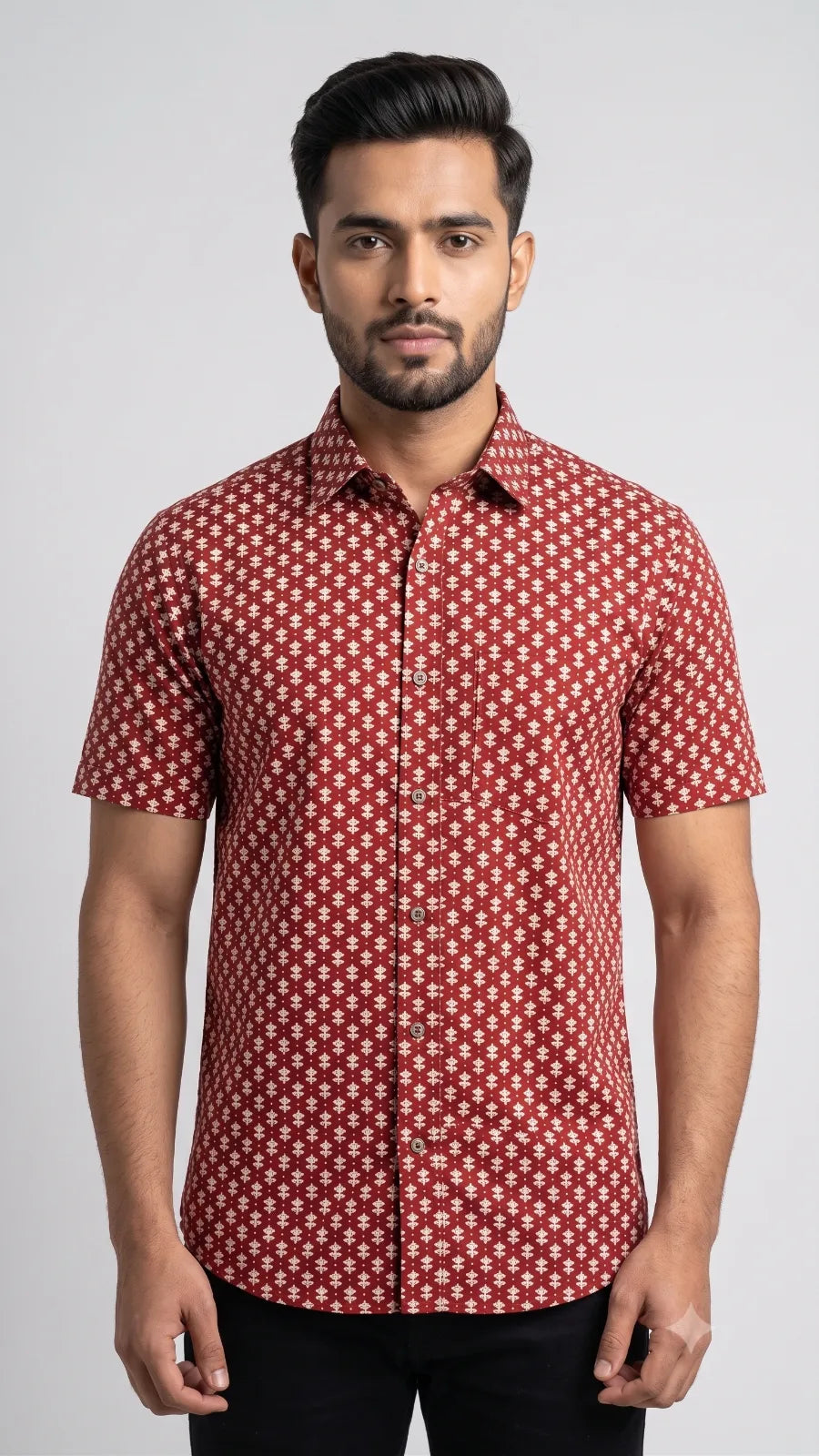 Hand Block Printed Full Sleeve Short Kurta K-04