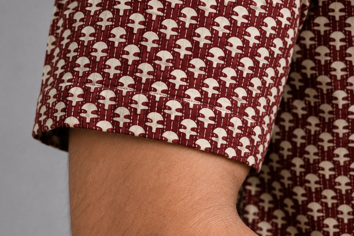 Hand Block Printed Short Sleeve Shirt K-13