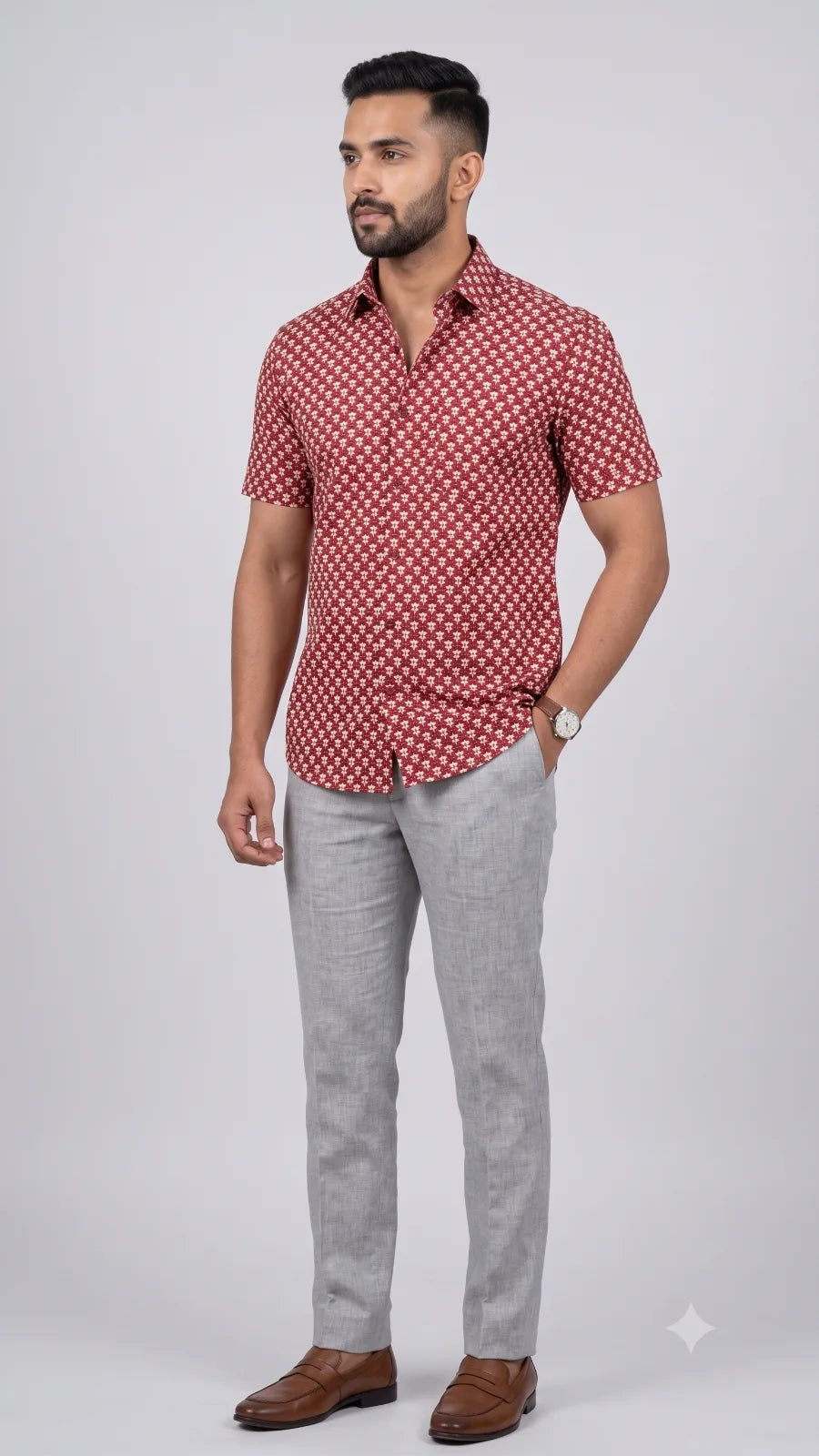 Hand Block Printed Full Sleeve Short Kurta K-04
