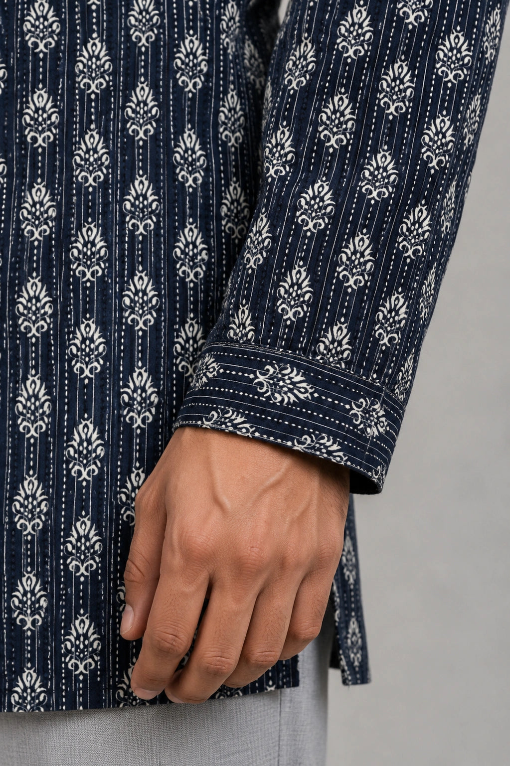 Hand Block Printed Full Sleeve Short Kurta K-11