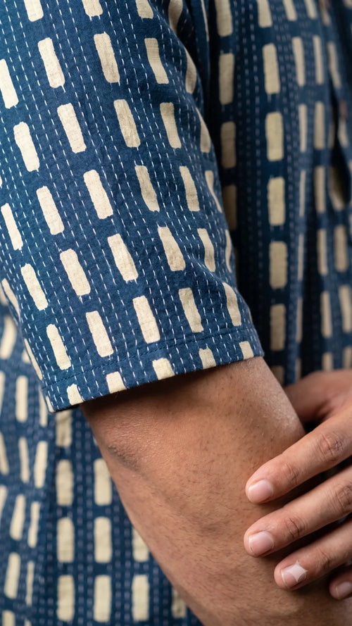 Hand Block Printed Half Sleeve Short Kurta K-07