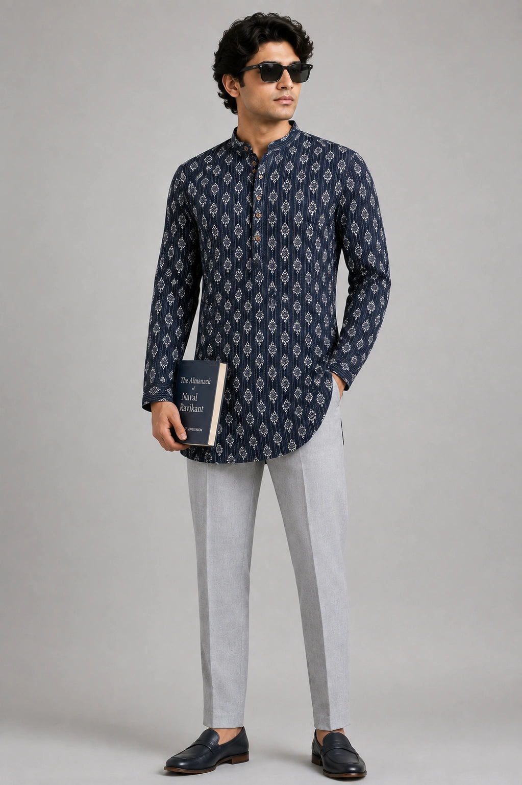 Hand Block Printed Full Sleeve Short Kurta K-11